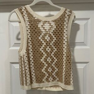 Z Supply Crochet Tank Top - Cream and Camel